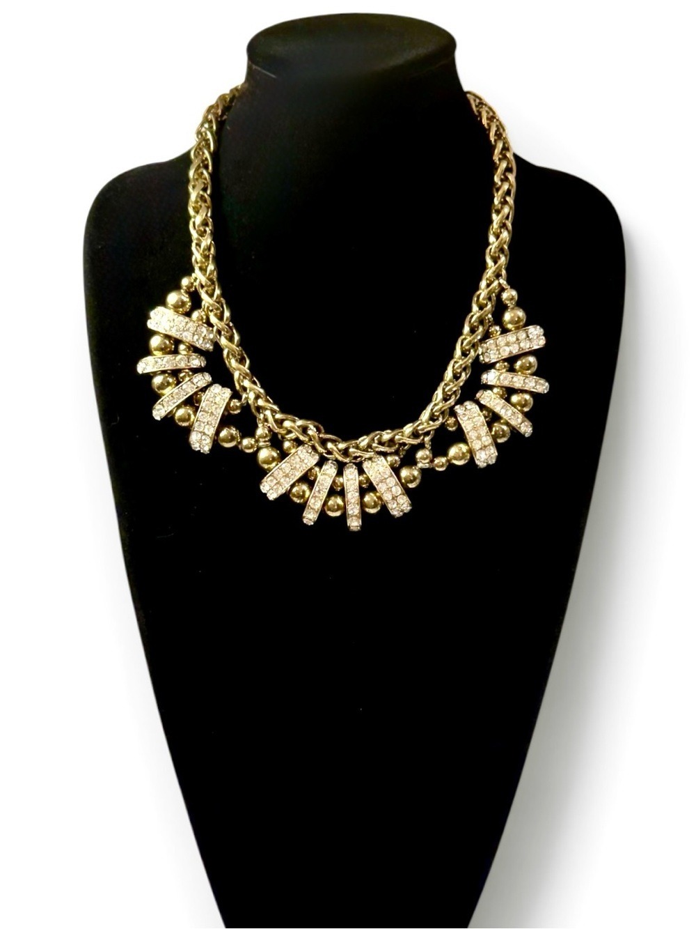 BANANA REPUBLIC Gold Crystal Statement Necklace